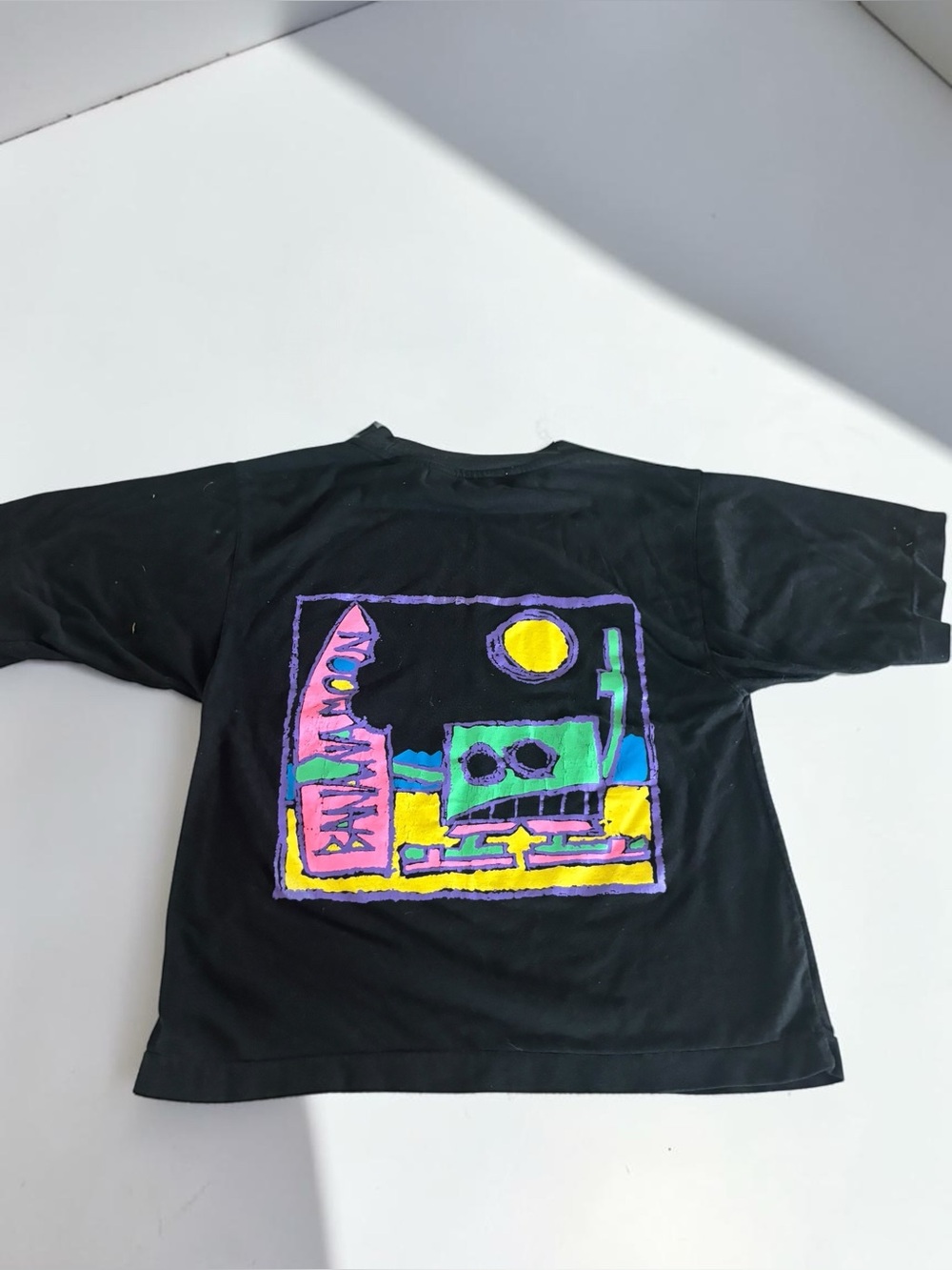 Vintage Intermission Miami Art Graphic T Shirt Black Women's S